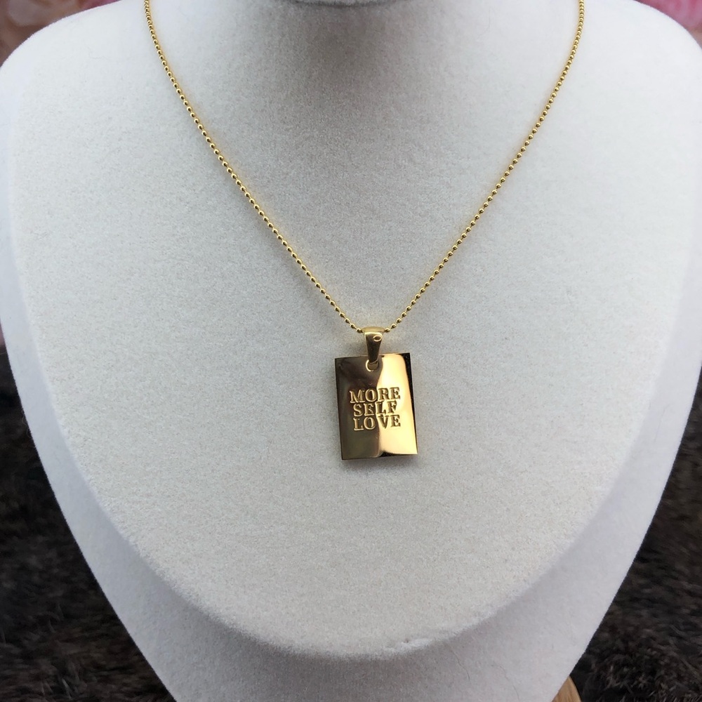 MORE SELF LOVE Gold Pendant Necklace